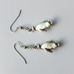 Penguin Earrings Surgical Steel Silver Tone